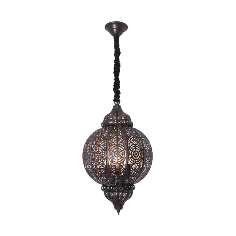 Lustre de la lanterne pendentif en bronze en métal.