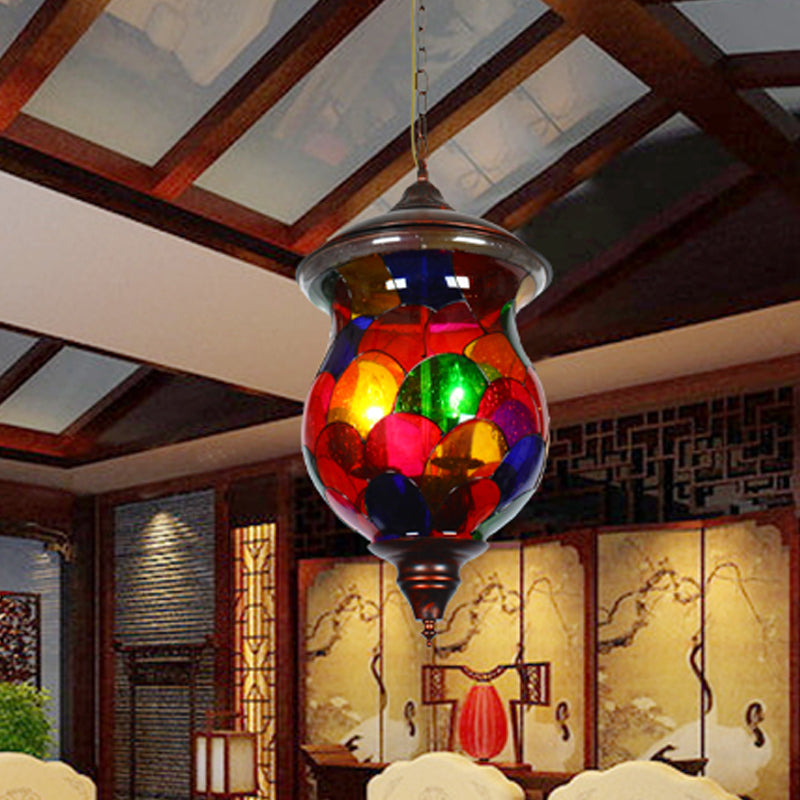 3 lampen rood glas kroonluchter vintage koper urn vorm badkamer hanglampverlichting armatuur