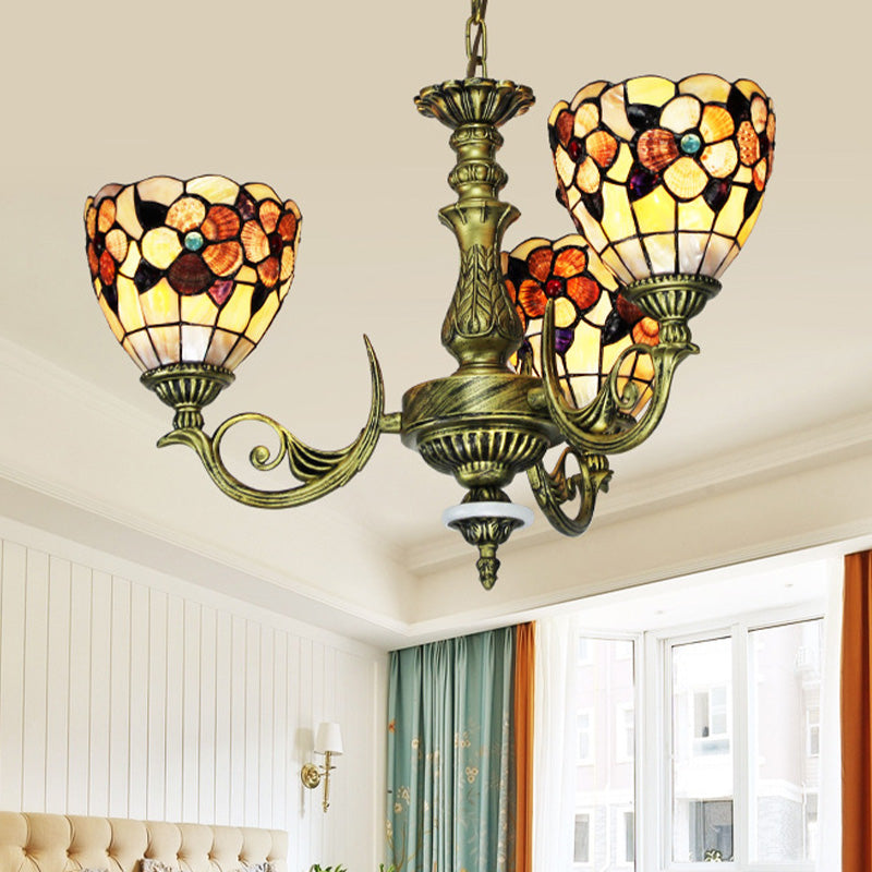 Lampadella da letto del soffitto da letto per camera da letto con luci 9/11 Tiffany BEIGE Flower Suspensined Suspension Lampa