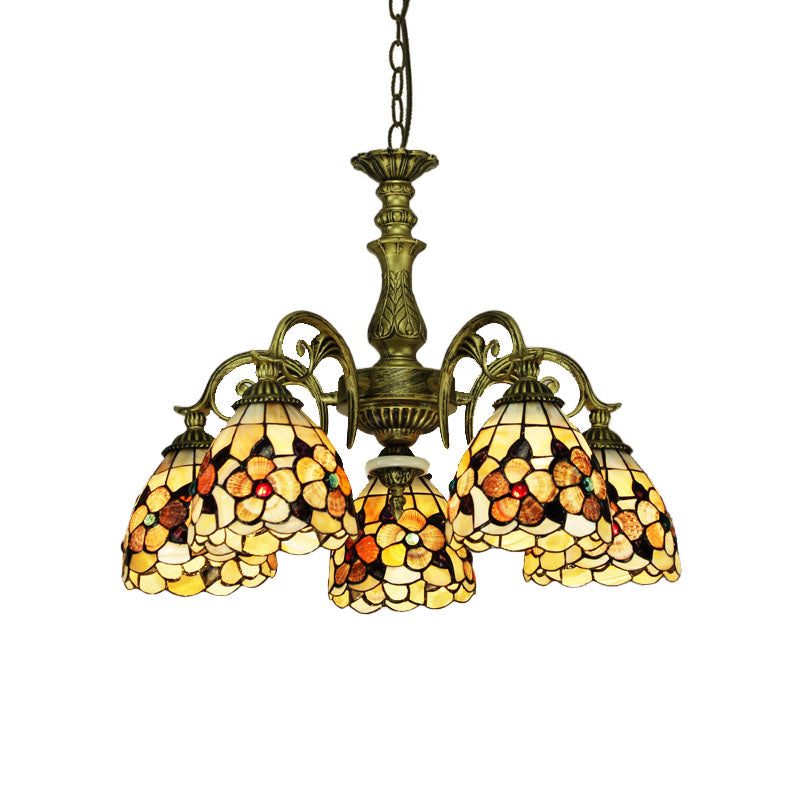 Lampadella da letto del soffitto da letto per camera da letto con luci 9/11 Tiffany BEIGE Flower Suspensined Suspension Lampa