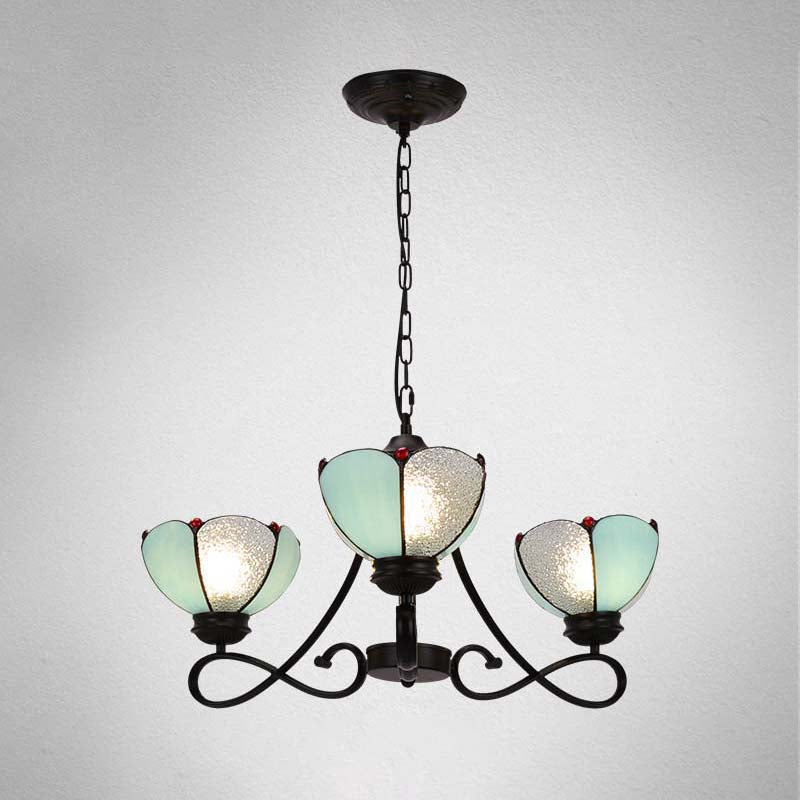 3/5 luci smerlate/cono a cono lampadario appeso barocco bianco/giallo/beige Sospensione di vetro per soggiorno con braccio curvo