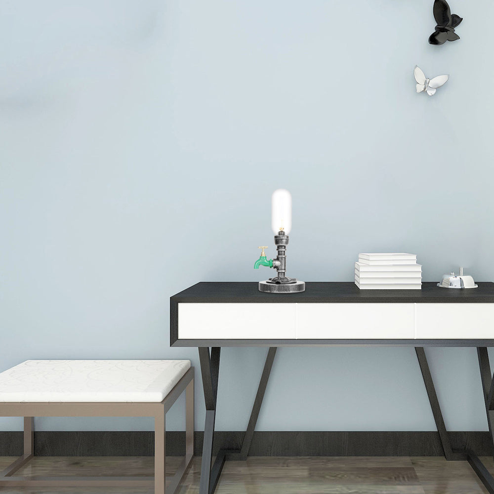 Luce da tavolo da ombra capsule industriale 1/2 lampada ambra/vetro trasparente lampada da comodino con/senza ta rubinetto per l'acqua per soggiorno