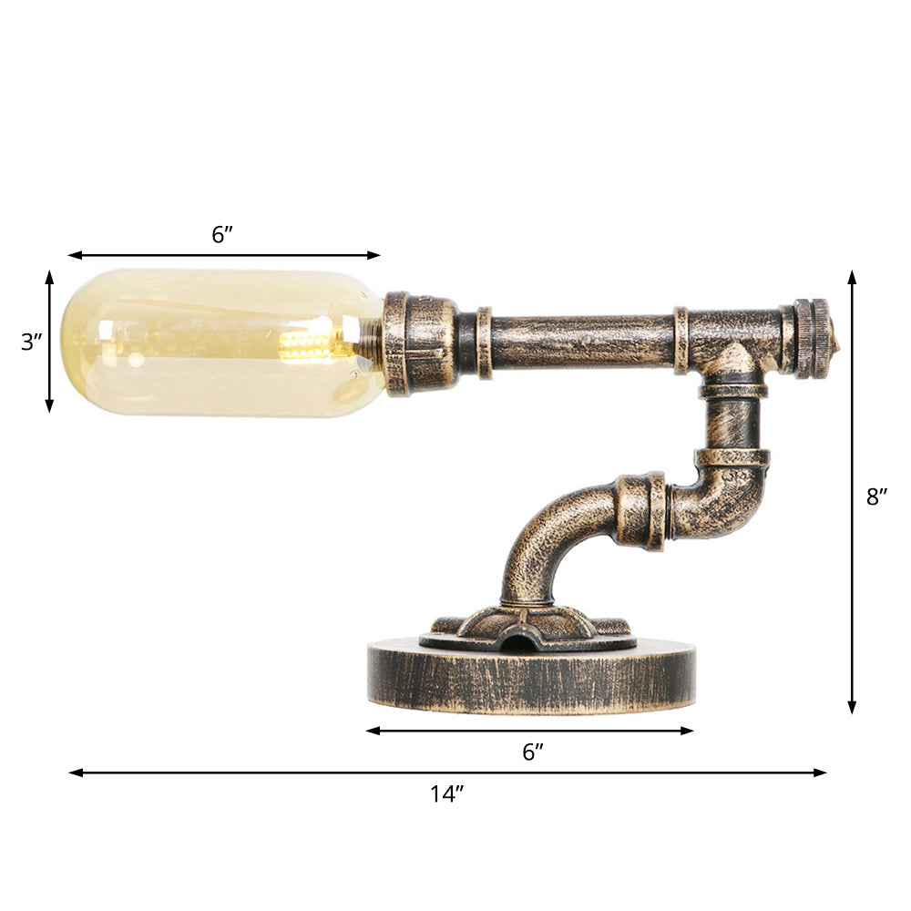Capsule camera da letto a led luce notturna ambra industriale/vetro trasparente 1 tavolo da tavolo da tavolo con tuba