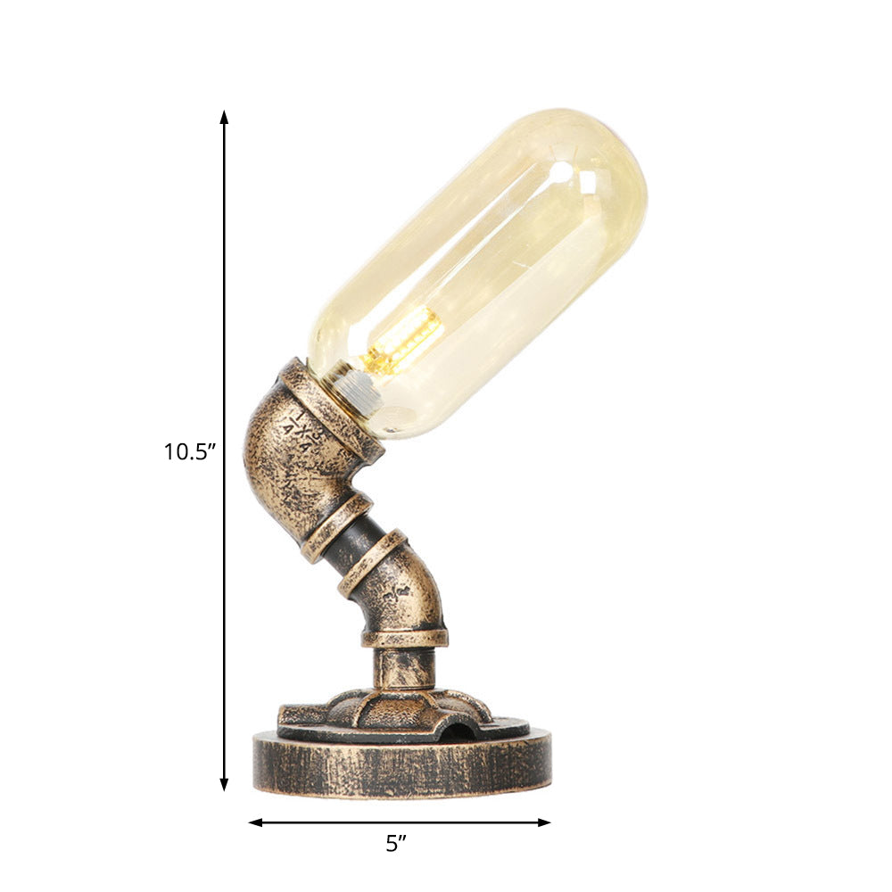 Capsule camera da letto a led luce notturna ambra industriale/vetro trasparente 1 tavolo da tavolo da tavolo con tuba