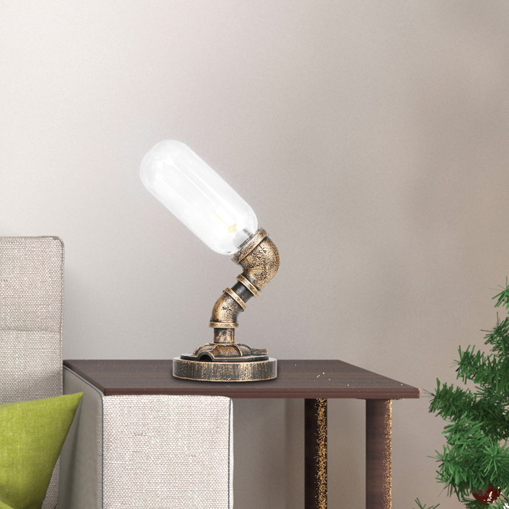 Capsule camera da letto a led luce notturna ambra industriale/vetro trasparente 1 tavolo da tavolo da tavolo con tuba