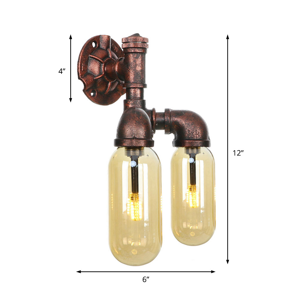 2 lichten metalen led sconce verlichting vintage verweerde koperen pijp woonkamer wandmontage lamp