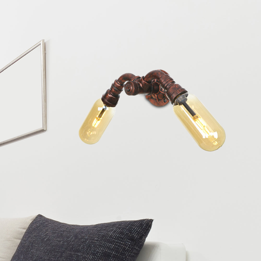 2 lichten metalen led sconce verlichting vintage verweerde koperen pijp woonkamer wandmontage lamp