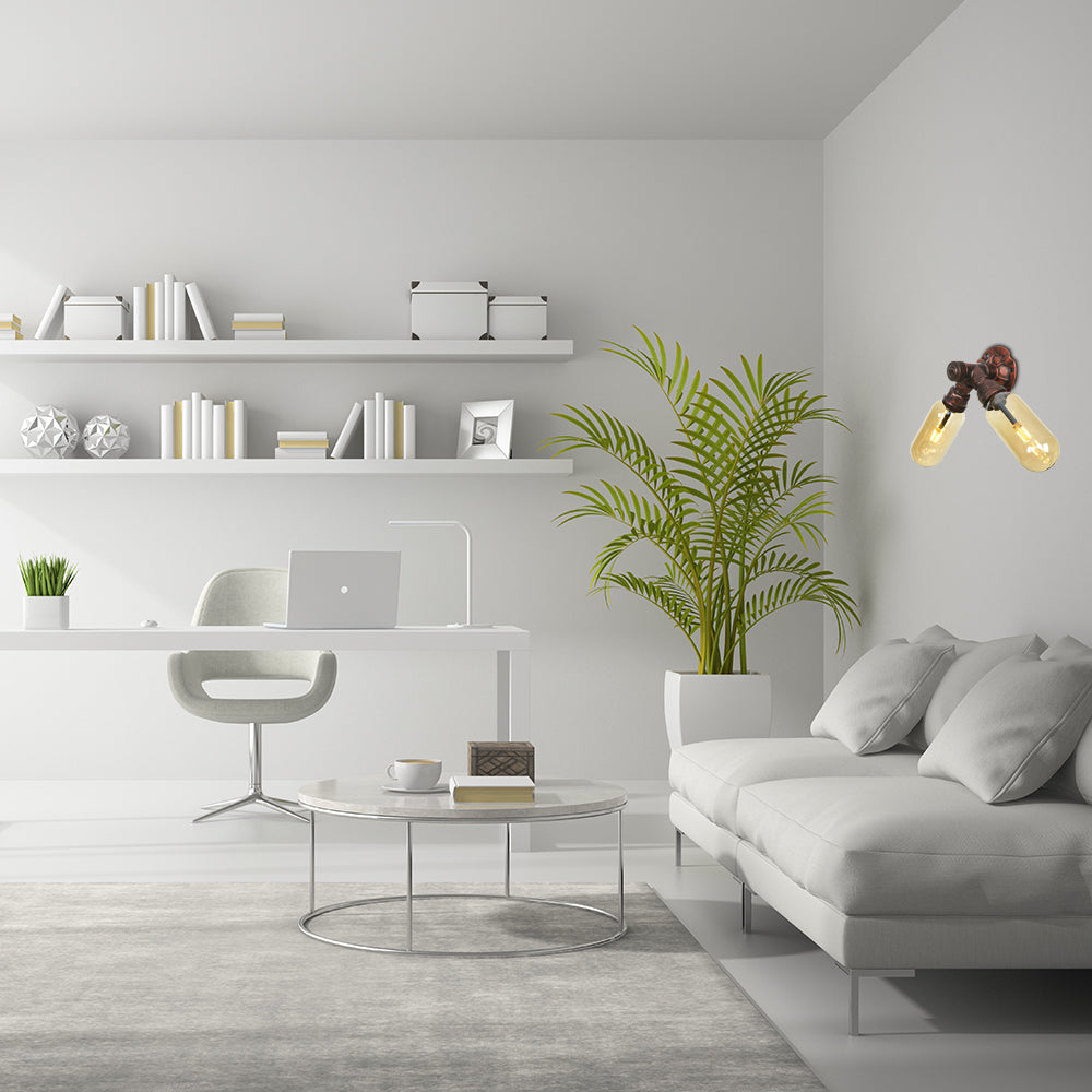 2 lichten metalen led sconce verlichting vintage verweerde koperen pijp woonkamer wandmontage lamp