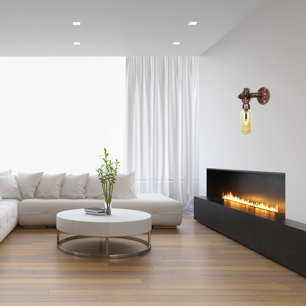 Capsule Amber Glass Wall Lighting Vintage 1/2 Bulbs Living Room Sconce Lamp in Weathered Copper