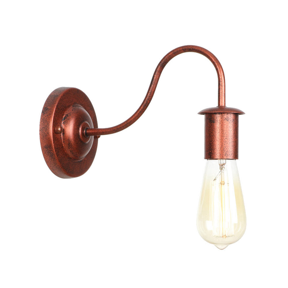 6"/10" High 1 Head Metal Wall Lighting Industrial Rust Bare Bulb Living Room Wall Sconce Lamp with Gooseneck Arm