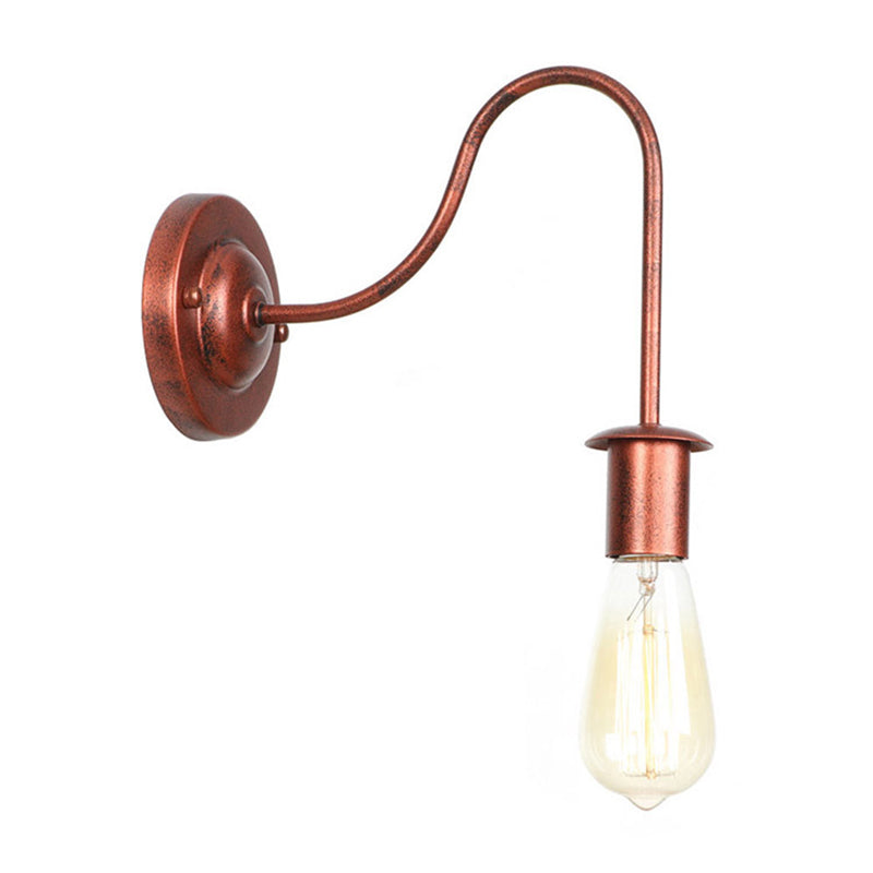 6"/10" High 1 Head Metal Wall Lighting Industrial Rust Bare Bulb Living Room Wall Sconce Lamp with Gooseneck Arm