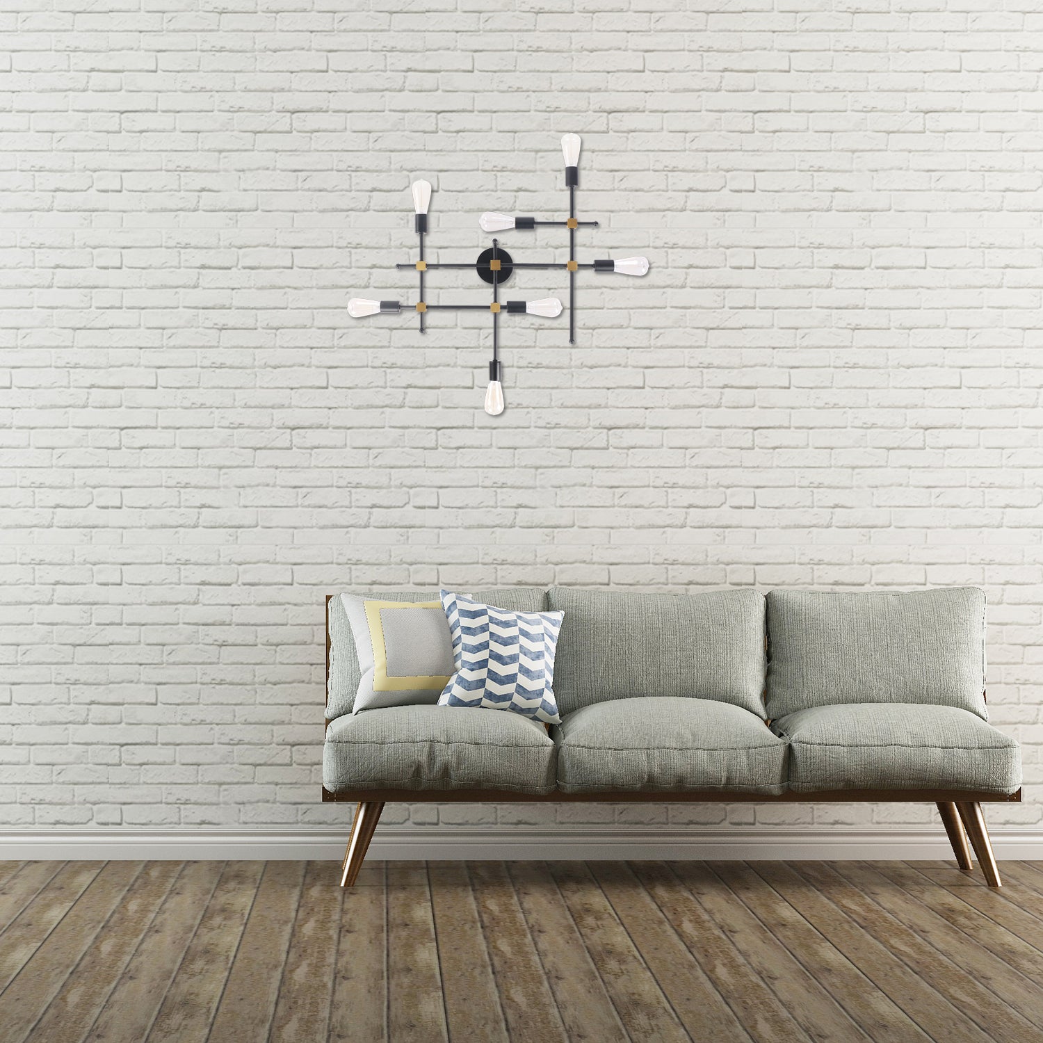 Metal Black Sconce Lighting Crossing Line 7 Bulbs Contemporary Wall Flush Mount Lamp