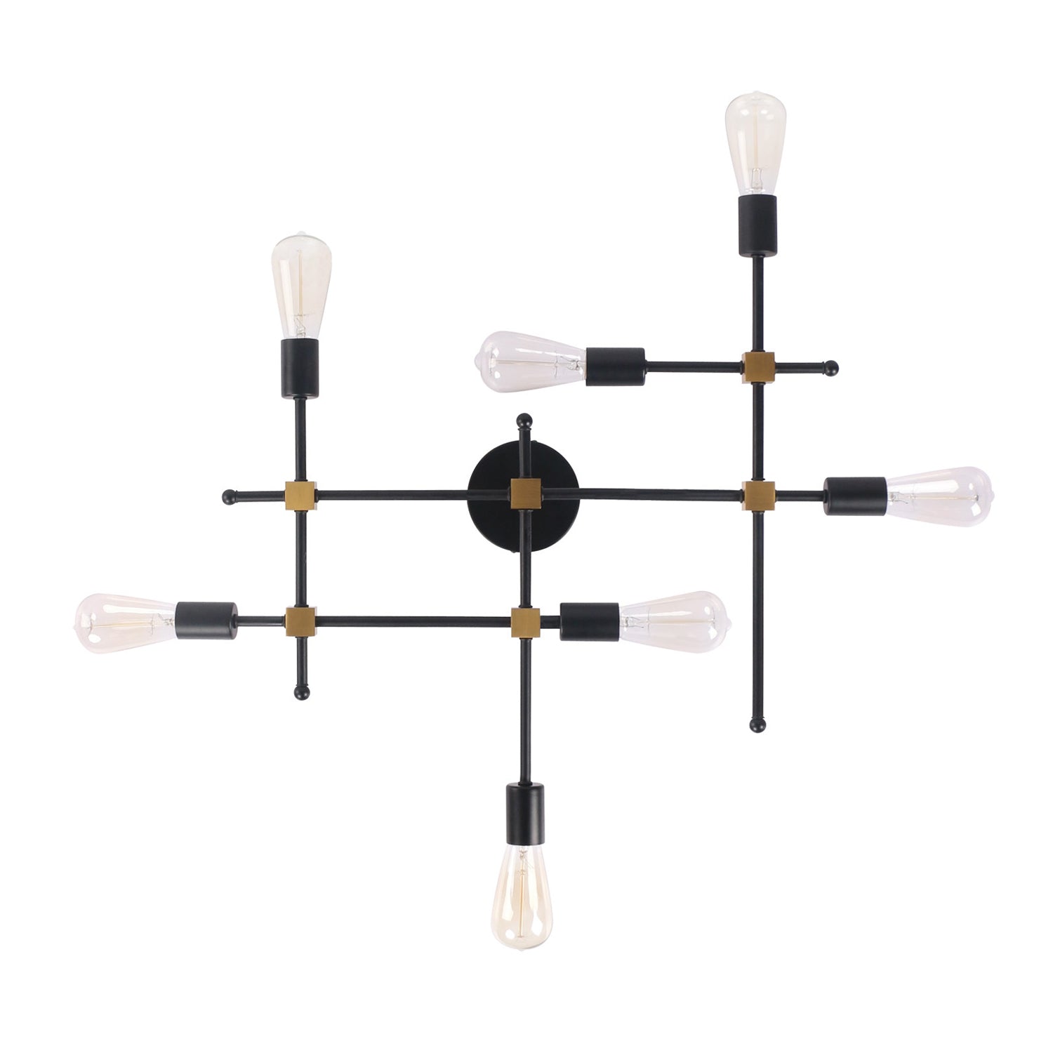 Metal Black Sconce Lighting Crossing Line 7 Bulbs Contemporary Wall Flush Mount Lamp