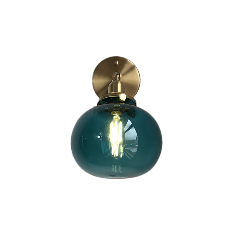 Luce di montaggio a parete di zucca industriale 1 blu blu/verde/trasparente appuntamento con lampada con applique di vetro prismatico per il ristorante
