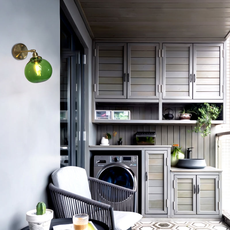 Luce di montaggio a parete di zucca industriale 1 blu blu/verde/trasparente appuntamento con lampada con applique di vetro prismatico per il ristorante