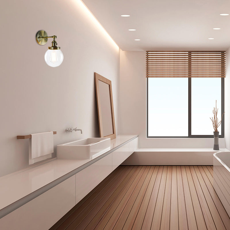 Global Clear Glass Leuchtenbeleuchtung Vintage 1 leichte Badezimmer Wandmontagelampe in Kupfer/Bronze