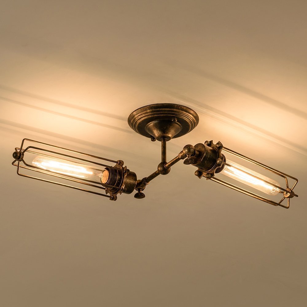 Rust 2 luces Lámpara de matriz de pared Cilindro de metal industrial CAJA DE LUZ DE LUZ MONTADA DE LA MUBAL