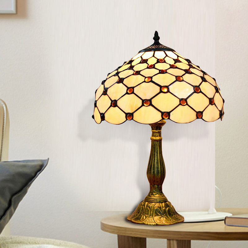 Domed Shade Study Room Reading Light Art Glass Tiffany Traditional Desk Light in Beige