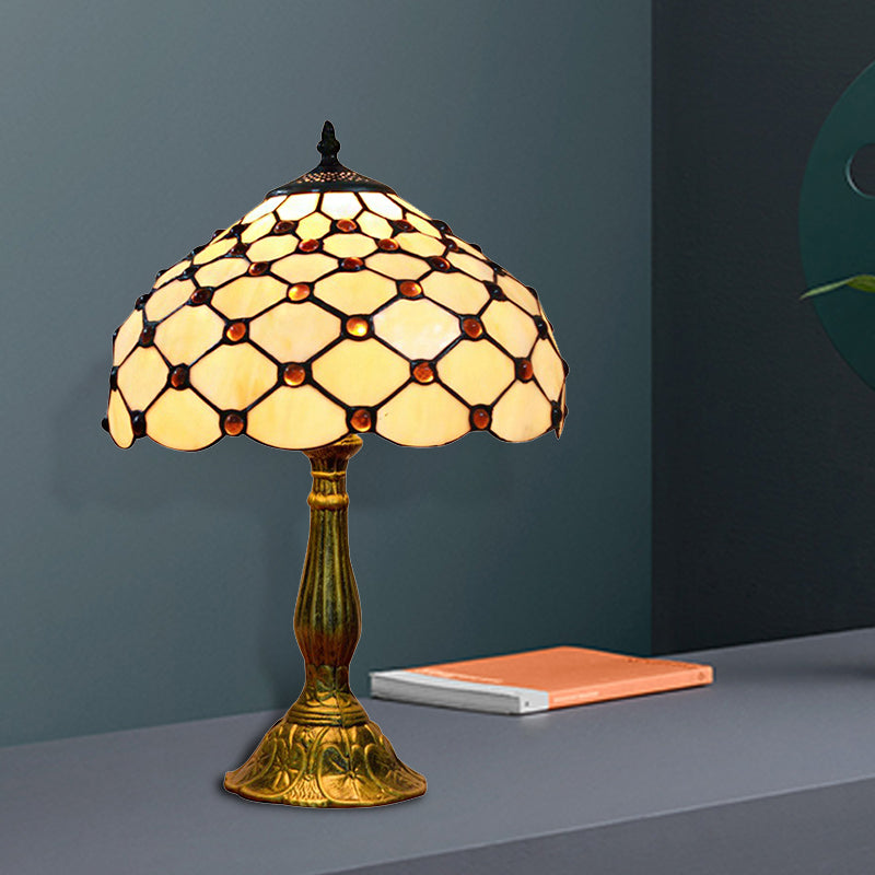 Domed Shade Study Room Reading Light Art Glass Tiffany Traditional Desk Light in Beige