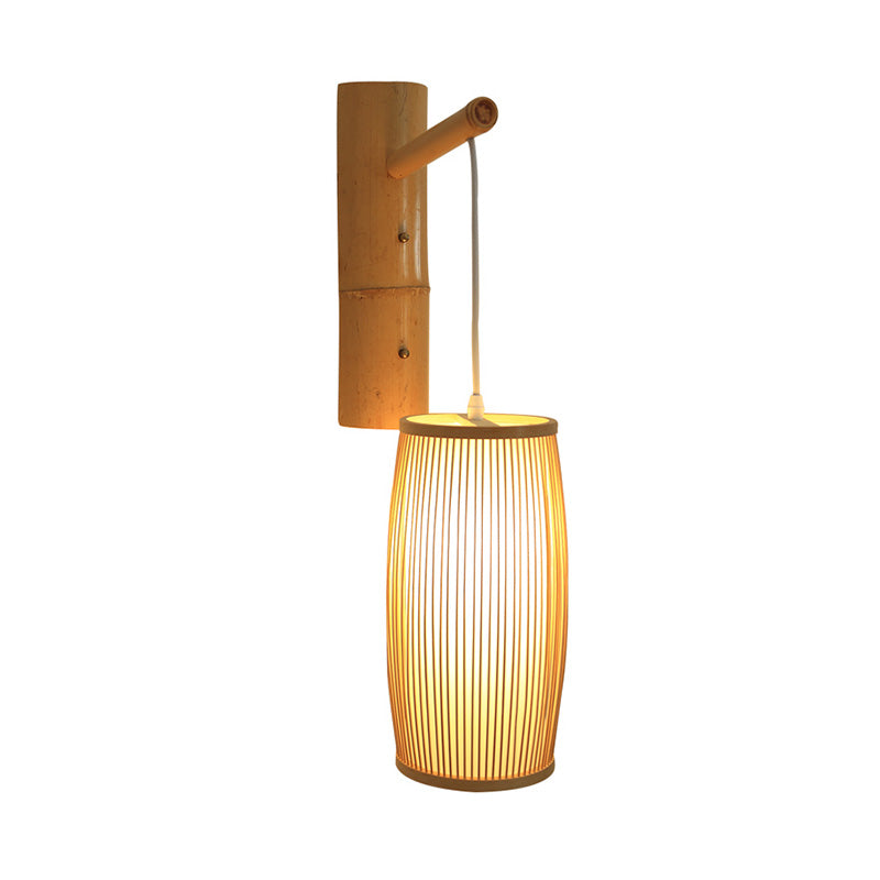 Single Hier Halway Murd suspendu Light Asian Style Wood Murd Murd Murd With Panier Bamboo Shade