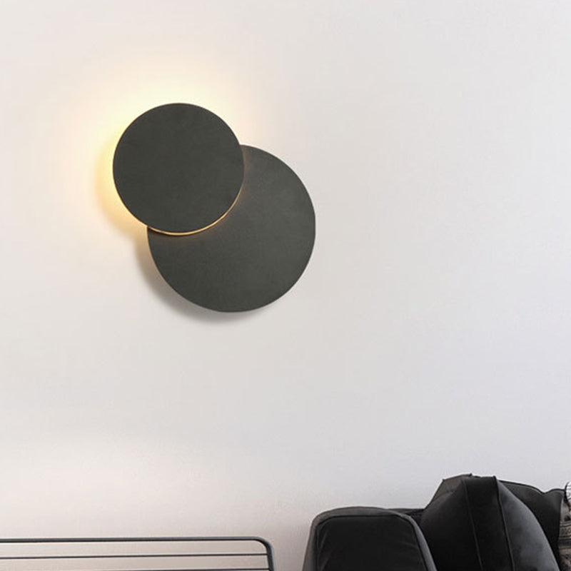 Turn-able Disk Flush Mount Wall Light Nordic Metal Black/White LED Sconce Lamp in Warm/White Light