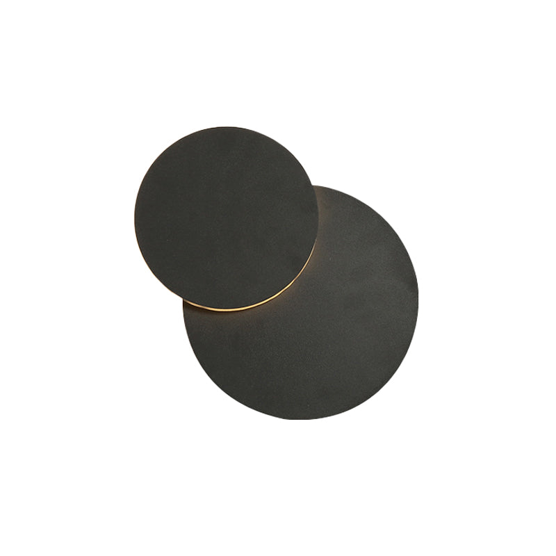 Turn-able Disk Flush Mount Wall Light Nordic Metal Black/White LED Sconce Lamp in Warm/White Light