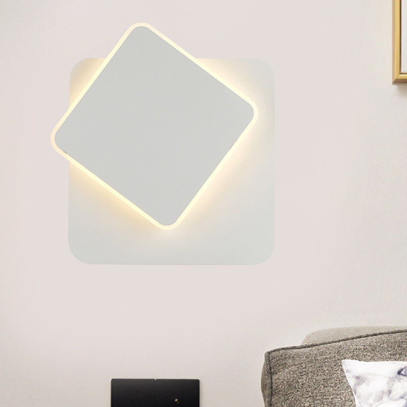 Noordse vierkante verplaatsbare wandlamp ijzer woonkamer led spoelige montage wand sconce in zwart/wit met acryl schaduw, warm/wit licht