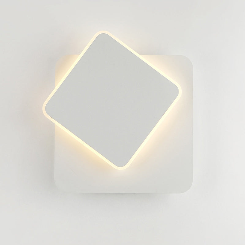 Noordse vierkante verplaatsbare wandlamp ijzer woonkamer led spoelige montage wand sconce in zwart/wit met acryl schaduw, warm/wit licht