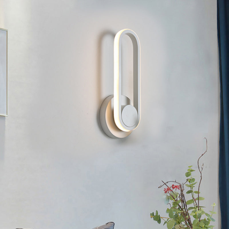 LED LED LED LED Kit de lumière murale noir / blanc simple avec cadre en aluminium ovale, lumière chaude / blanche