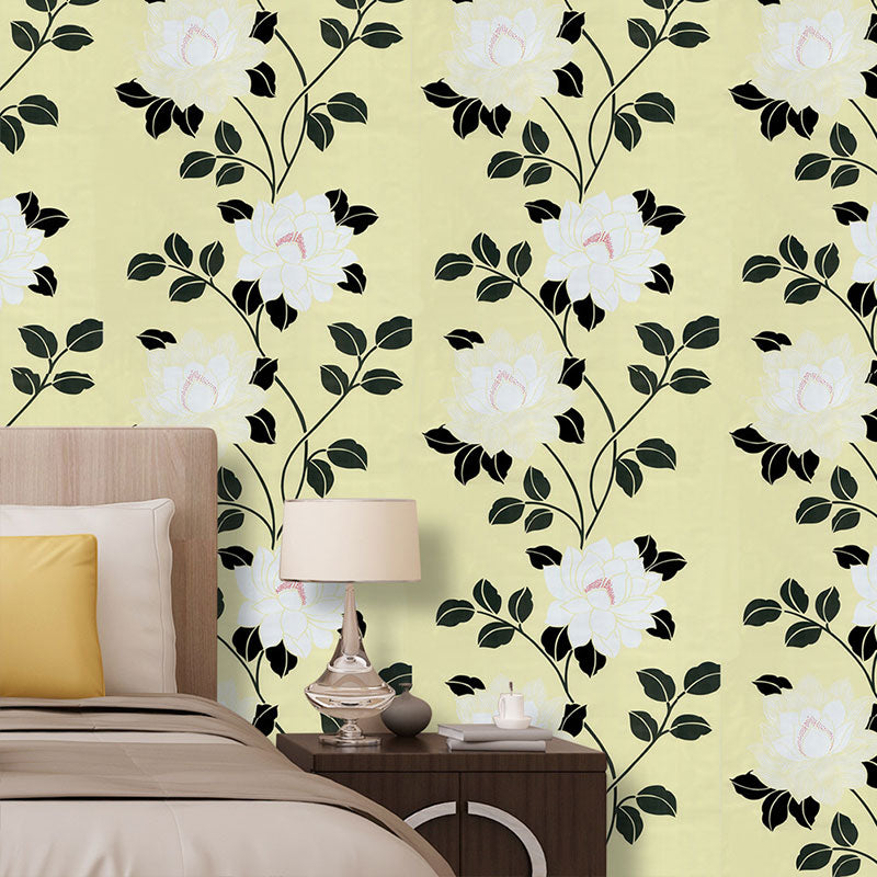 Countryside Wallpaper Roll for Accent Wall, Removable Wall Covering in Black and Yellow