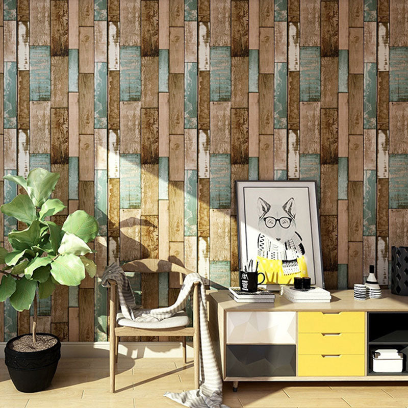 Distressed Faux Wood Wallpaper Roll for Coffee Shop Decoration, Dark Color, 58.1 sq ft.