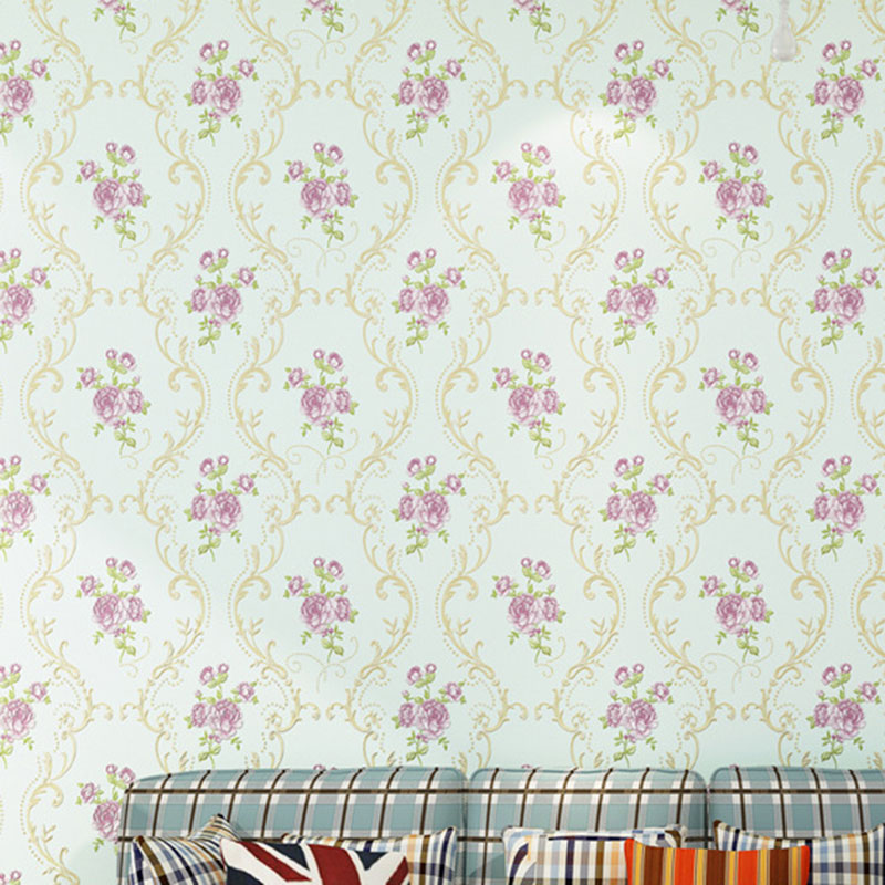 31' x 20.5" European Wallpaper Roll for Girl's Bedroom with 3D Effect Dense Flower Pattern in Natural Color
