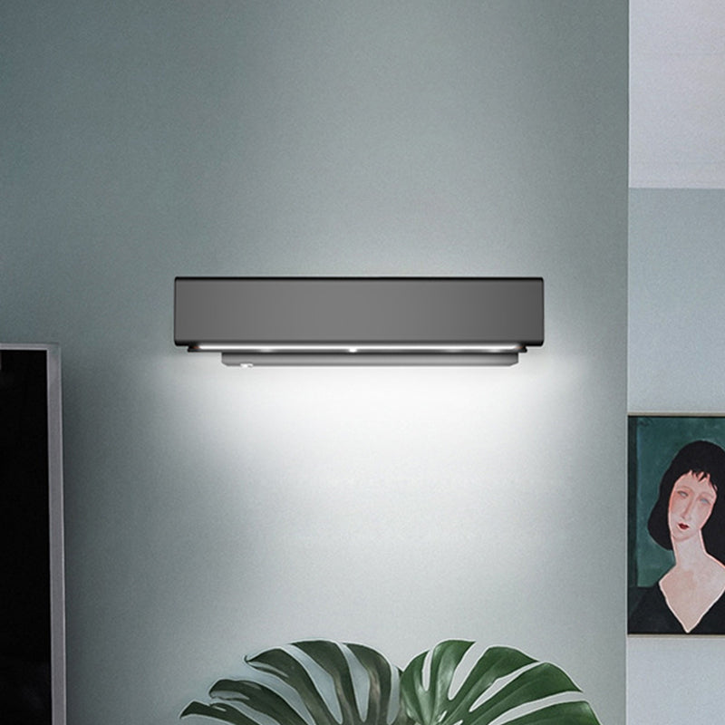 Rotatable Cuboidal LED Sconce Lamp Modern Aluminum Black/White-Wood Wall Mounted Lighting in Warm/White Light