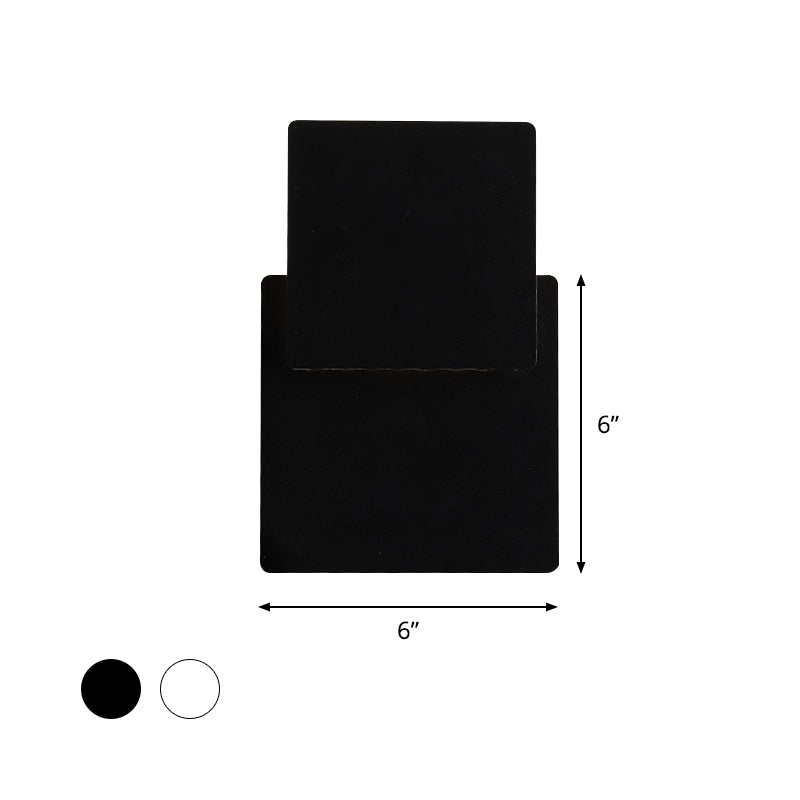Iron Moveable Shade Square Wall Lamp Minimalism Novelty Black/White LED Sconce Lighting in Warm/White Light