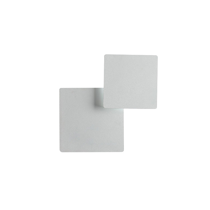 Iron Moveable Shade Square Wall Lamp Minimalism Novelty Black/White LED Sconce Lighting in Warm/White Light