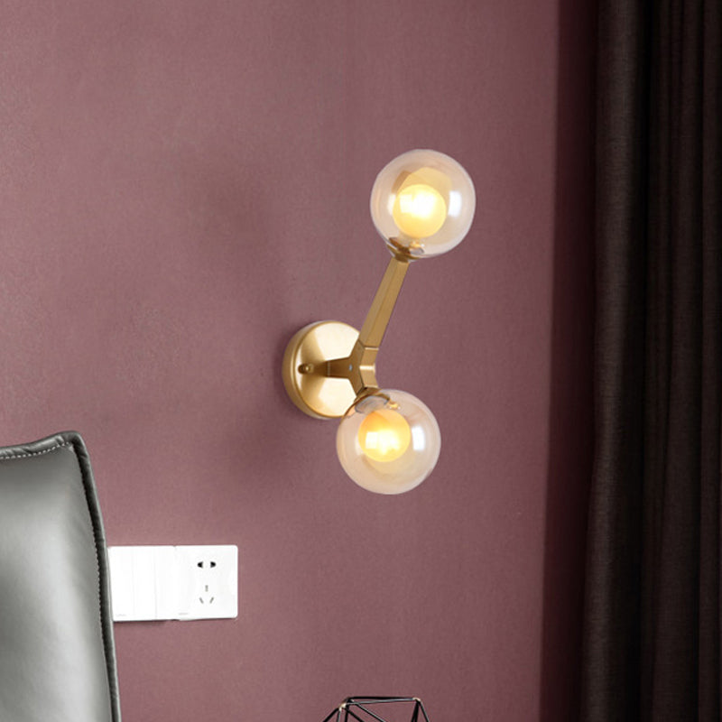 Rotatable Tree Crotch Sconce Ideas Modern Novelty Amber Glass 2 Bulbs Gold Wall Light Fixture