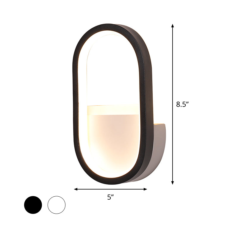 Aluminum Ellipse Mini Wall Lamp Simplicity White/Black LED Sconce Light Fixture in Warm/White Light