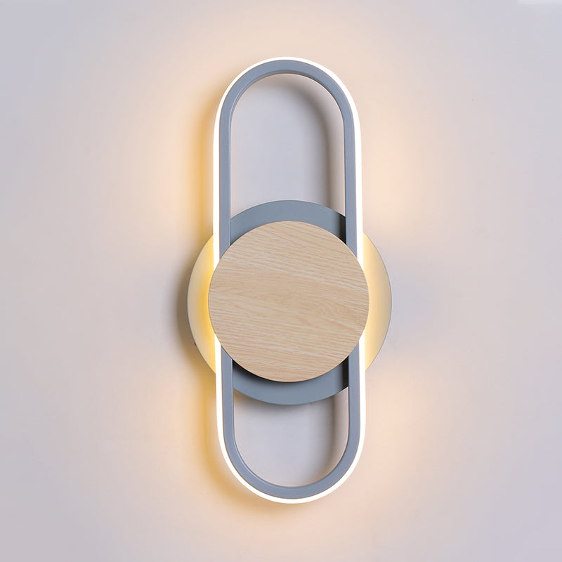 Noordse 2 lagen rond/vierkante SCONCE Licht IJzeren Slaapkamer Led Wandbevestiging Lamp met elliptisch frame, warm/wit licht