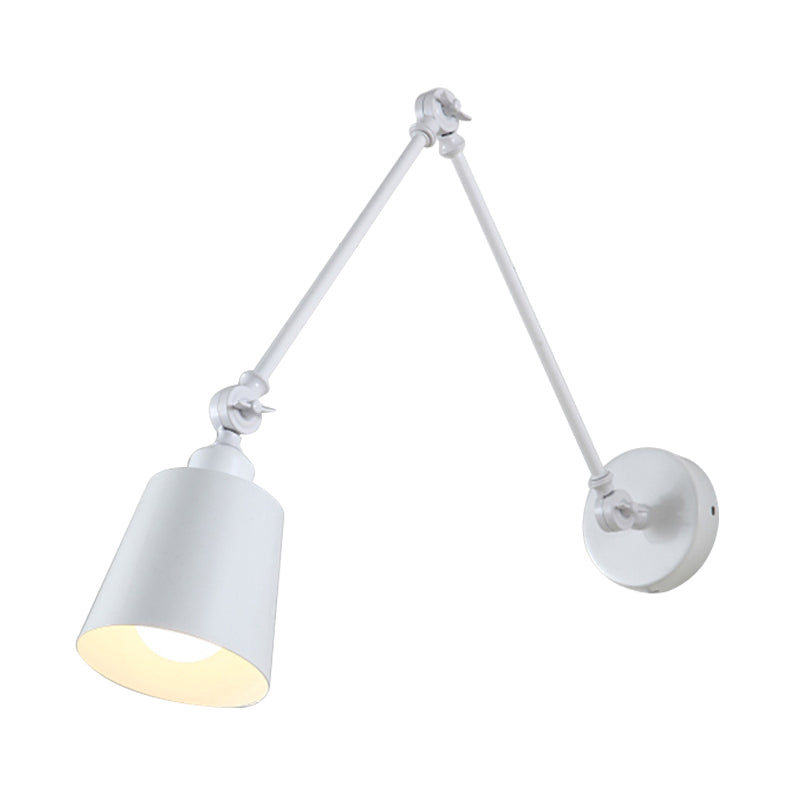 2-gewrichtsschenkarm muur leeslicht Licht Lichte ijzer single zwart/witte sconce-verlichting met taps toelopende schaduw