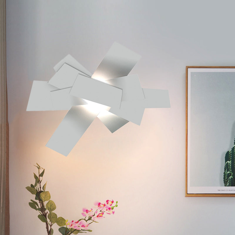 Metallic Stacked Surface Wall Sconce Nordic Novelty 1 Bulb White Wall Light Fixture