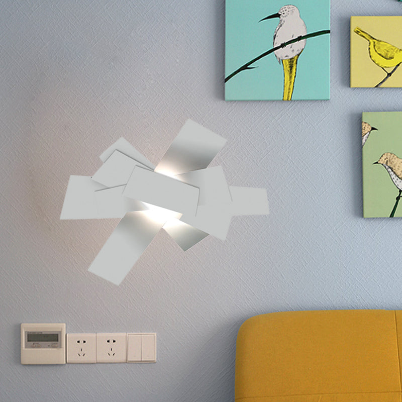 Metallic Stacked Surface Wall Sconce Nordic Novelty 1 Bulb White Wall Light Fixture