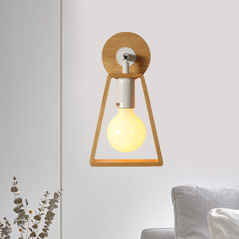 Blootgestelde lamp roteerbare wandlamp eenvoudig hout 1 kopside sconce ideeën met trapeziumframe