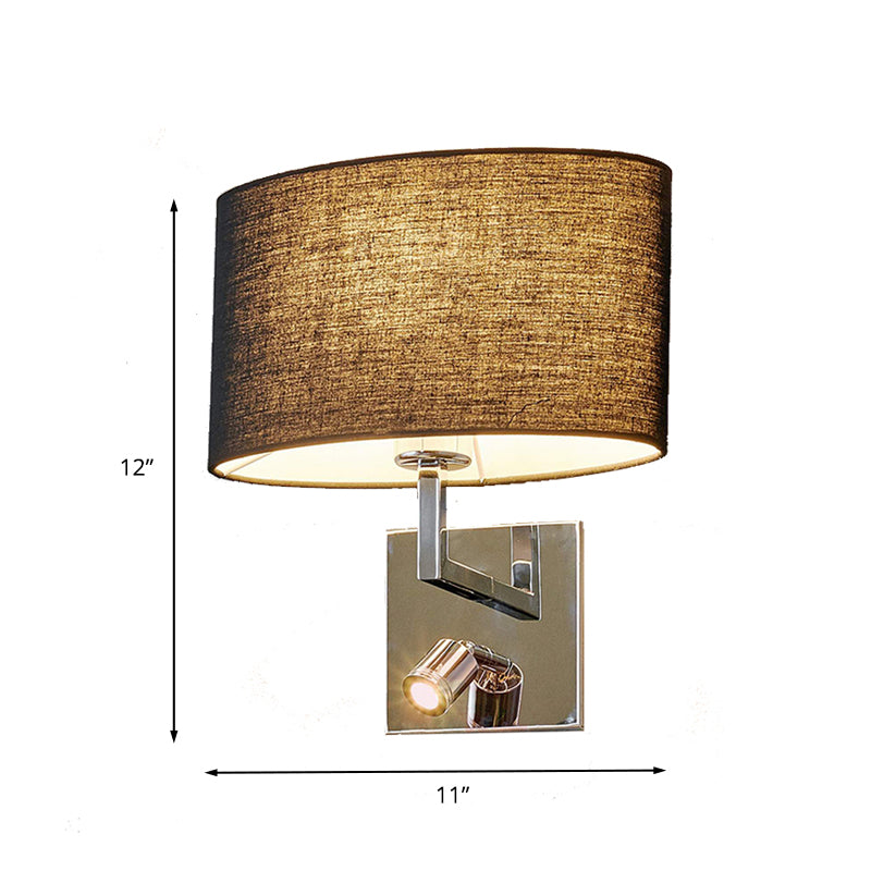 Elliptical Fabric Sconce Light Contemporary 1 Light Black Wall Mount Fixture with Adjustable Spotlight