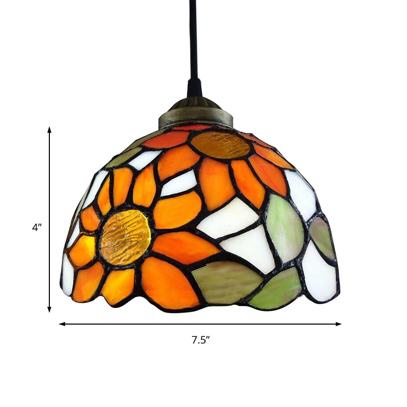 1 cabezal de suspensión iluminación barroca techo de vidrio naranja techo colgante de techo colgante para sala de estar