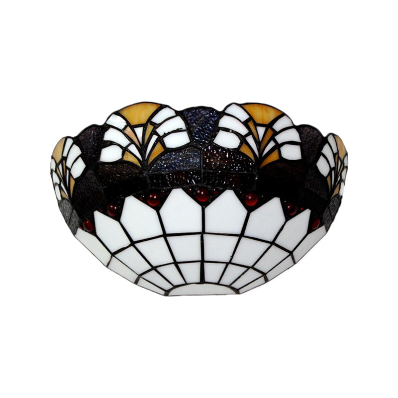 Bathroom Half-Dome Wall Sconce Stained Glass 1 Light Tiffany Rustic Wall Light in Brown for Hotel