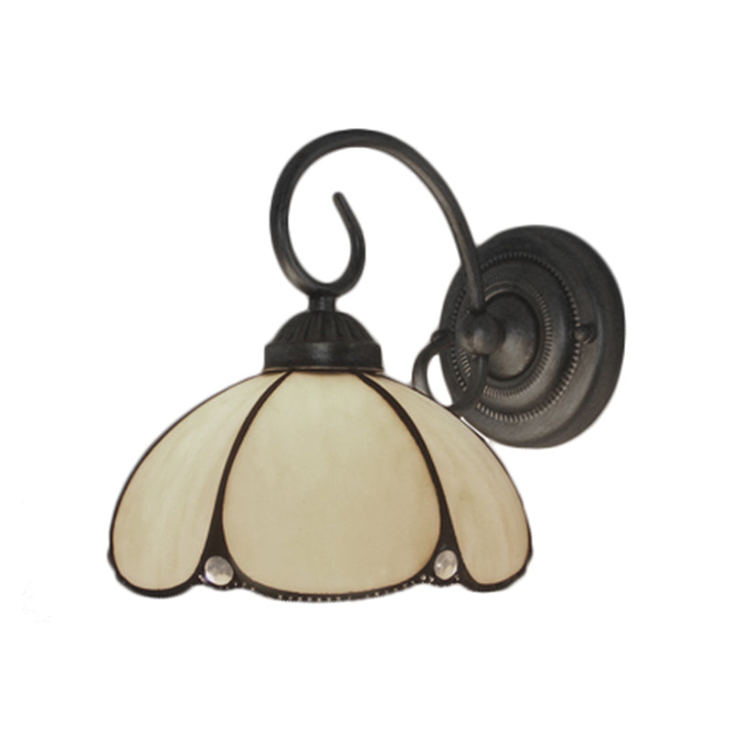 Art Glass Petal Wall Light One Light Tiffany Traditional Wall Lamp in Beige for Kitchen