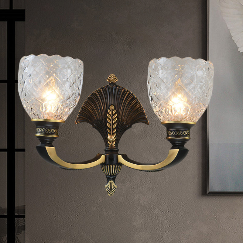 1/2 luci a parete lampada a parete cupola vintage vetro trasparente con braccio curvo in ottone per lo studio