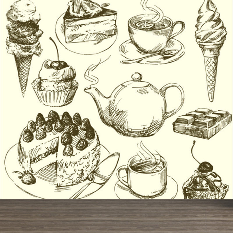 Modern Light Refreshments Mural for Bathroom Personalized Wall Covering in Beige