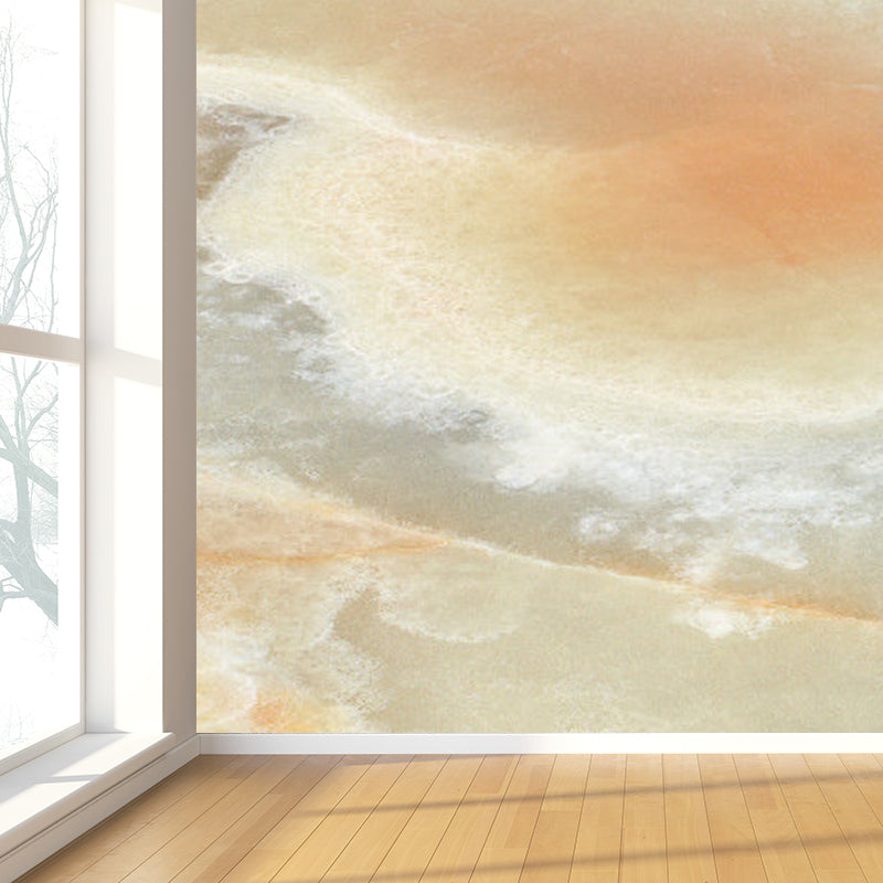 Modern Faux Marble Mural Non-Woven Texture Waterproof Light Color Wall Art for Bedroom