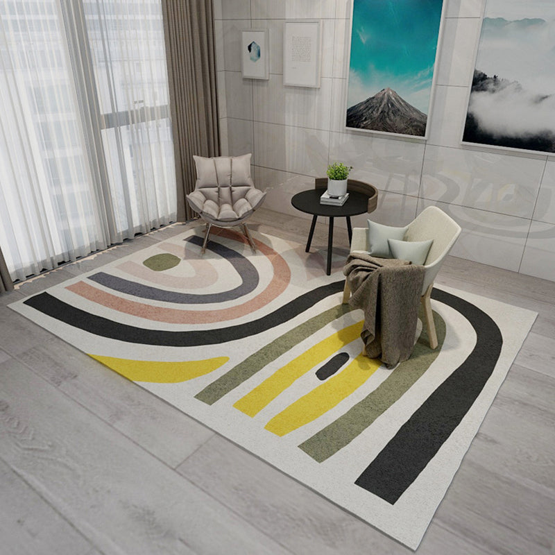 Multicolor Study Rug Modernist Colorblock Rug Polyester Washable Anti-Slip Backing Pet Friendly Carpet
